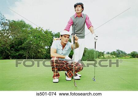 Picture - Men playing golf. Fotosearch