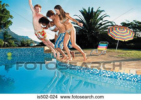 Group jumping into pool View Large Photo Image Picture - Group jumping into pool. Fotosearch
