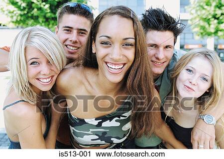 Stock Image - Group of young friends. Fotosearch