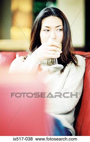 Stock Photo - Woman with wine. Fotosearch
