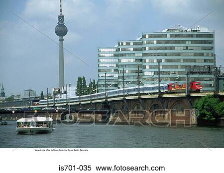 Stock Photography - View of new office buildings from river Spree, Berlin, Germany. Fotosearch
