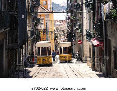 Trams, Lisbon, Portugal View Large Photo Image Stock Image - Trams, Lisbon, Portugal. Fotosearch