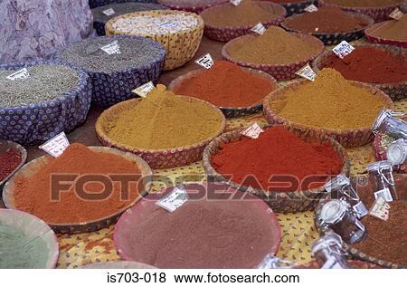 Stock Photo - Spice stall, Place des Prêcheurs, Aix-en-Provence. Fotosearch