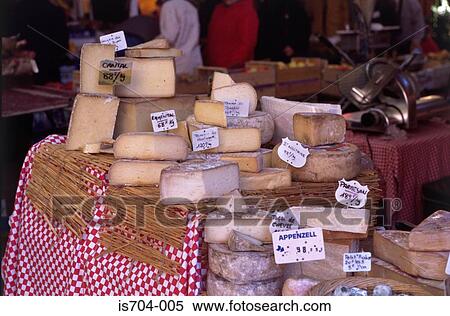 Stock Photography - Cheese stall, Place Richelme market, Aix-en-Provence. Fotosearch