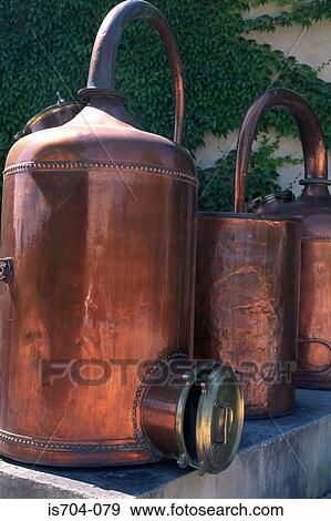 Copper stills, Graveson Perfume Museum View Large Photo Image Stock Photo - Copper stills, Graveson Perfume Museum. Fotosearch