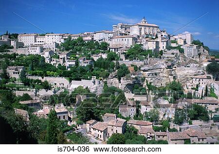 Gordes, Luberon Mountains View Large Photo Image Stock Photograph - Gordes, Luberon Mountains. Fotosearch