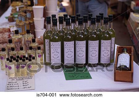 Stock Image - Olive oil bottles, Aix-en-Provence. Fotosearch