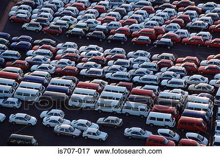 Stock Photo - Cars parked at a motor factory . Fotosearch