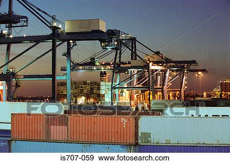 Stock Photo - Port at night. Fotosearch