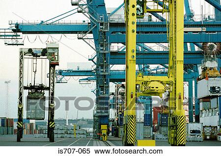 Port cranes View Large Photo Image Stock Photography - Port cranes. Fotosearch