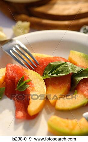 Smoked salmon with melon View Large Photo Image Stock Photo - Smoked salmon with melon. Fotosearch
