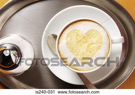 Stock Image - Heart shape in coffee froth. Fotosearch