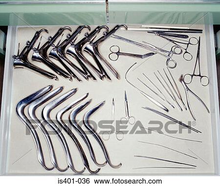 Stock Photograph - Medical tools on tray. Fotosearch