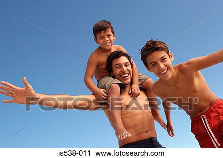 Happy father and sons View Large Photo Image Stock Image - Happy father and sons. Fotosearch