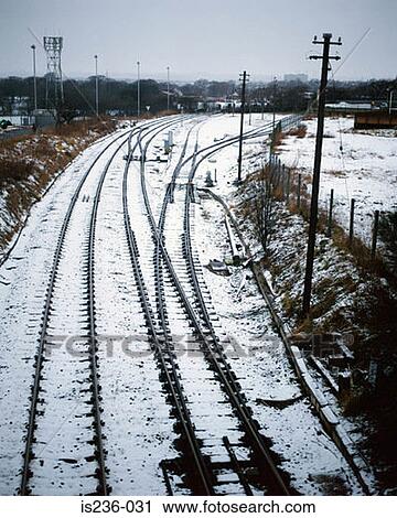Snow on rail line View Large Photo Image Stock Image - Snow on rail line. Fotosearch