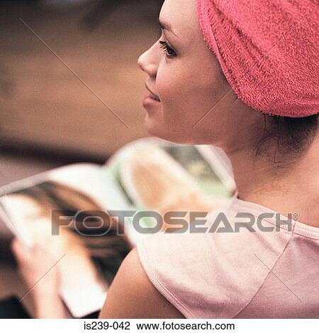 Woman reading magazine View Large Photo Image Stock Image - Woman reading magazine. Fotosearch