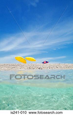Beach umbrellas by sea View Large Photo Image Stock Image - Beach umbrellas by sea. Fotosearch