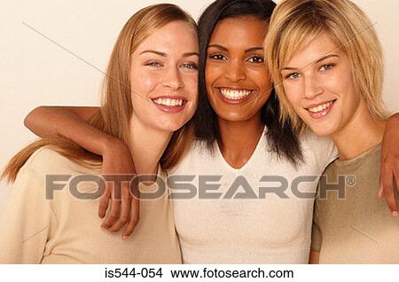 Portrait of three young women View Large Photo Image Picture - Portrait of three young women. Fotosearch