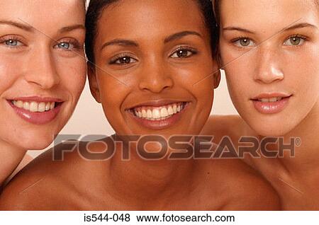 Stock Photo - Portrait of three young women. Fotosearch