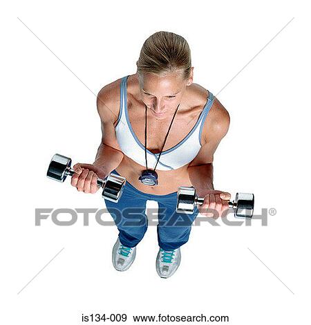 barbells, Caucasian, female, fitness instructor, holding View Large Photo Image Stock Photo - barbells, Caucasian, female, fitness instructor, holding. Fotosearch