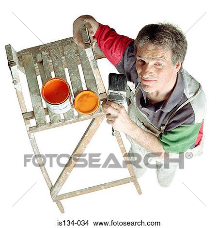 Caucasian, decorator, holding, indoors View Large Photo Image Picture - Caucasian, decorator, holding, indoors. Fotosearch