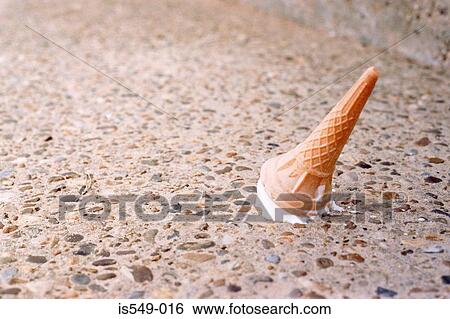 Stock Photograph - Ice cream on the floor. Fotosearch