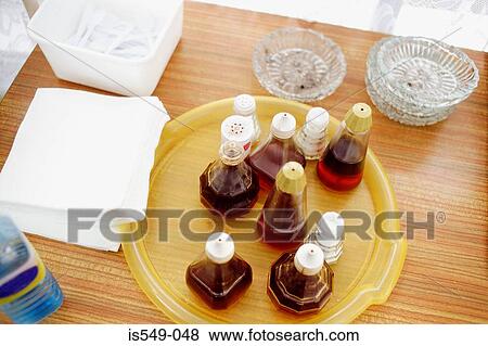 Tray with salt and vinegar View Large Photo Image Stock Photo - Tray with salt and vinegar. Fotosearch
