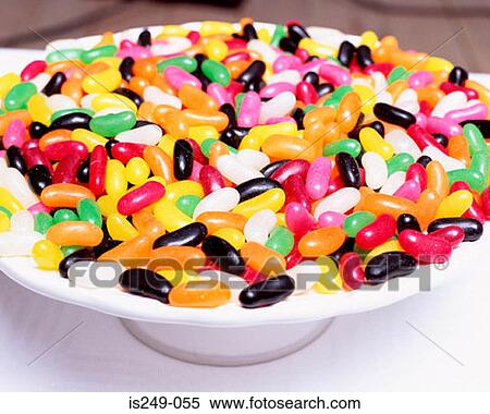 Stock Photography - Jelly bean sweets on dish. Fotosearch