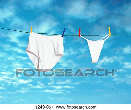 Stock Photo - Panties and G-string drying. Fotosearch