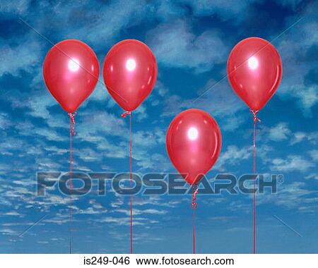 Red balloons against blue sky View Large Photo Image Stock Photograph - Red balloons against blue sky. Fotosearch