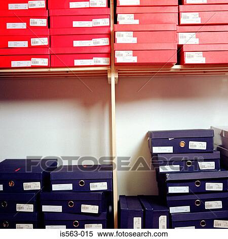 Stock Photography - Stacked shoe boxes. Fotosearch