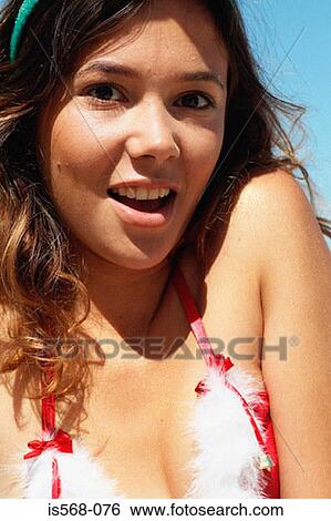 Woman in fluffy bikini top View Large Photo Image Stock Photograph - Woman in fluffy bikini top. Fotosearch