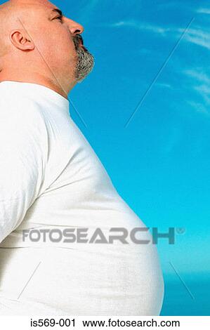 Stock Image - Profile of an overweight man. Fotosearch