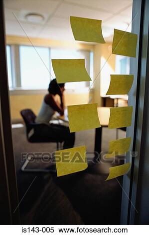 Stock Photography - Door with large post-its. Fotosearch