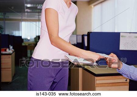 Stock Photography - Woman handing out the post. Fotosearch