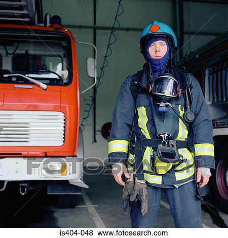Fireman fully kitted out View Large Photo Image Stock Photo - Fireman fully kitted out. Fotosearch