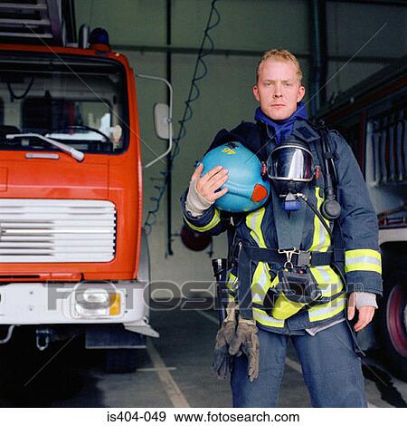 Fireman fully kitted out View Large Photo Image Stock Photo - Fireman fully kitted out. Fotosearch