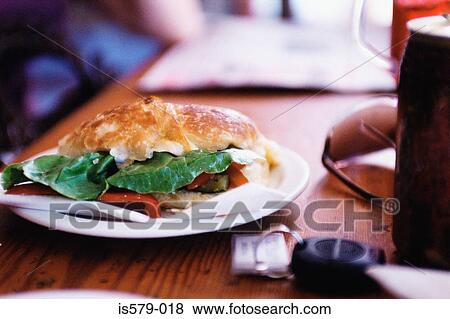 Sandwich served in cafe View Large Photo Image Stock Photo - Sandwich served in cafe. Fotosearch