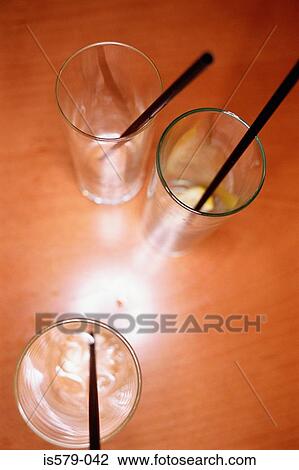 Three empty drinks View Large Photo Image Stock Image - Three empty drinks. Fotosearch