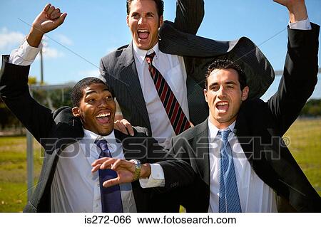 Stock Photograph - Businessmen celebrating. Fotosearch