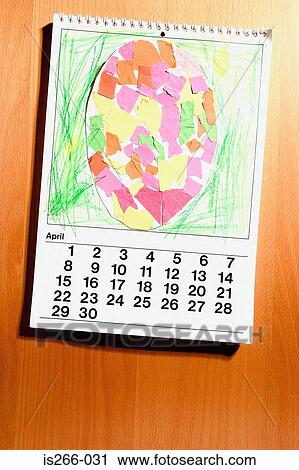 Stock Image - Easter egg on calendar. Fotosearch