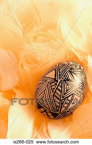 Easter egg on orange feathers View Large Photo Image Stock Photography - Easter egg on orange feathers. Fotosearch