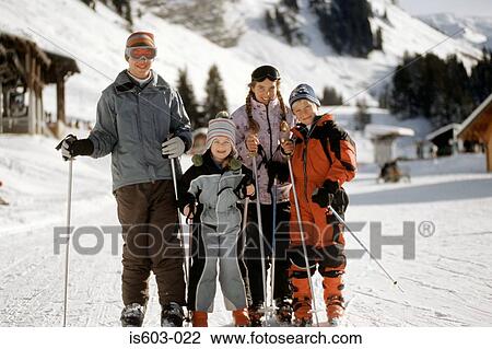 Family on skiing vacation View Large Photo Image Stock Image - Family on skiing vacation. Fotosearch