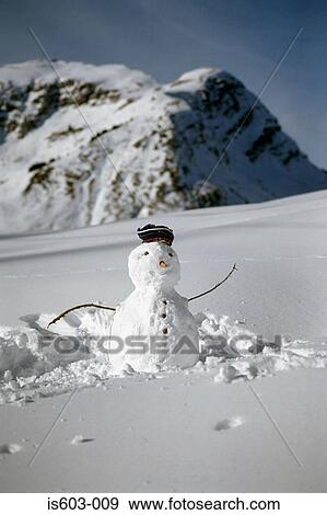 Snowman on mountain View Large Photo Image Stock Photo - Snowman on mountain. Fotosearch