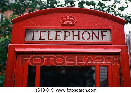 Stock Photo - Red telephone booth. Fotosearch