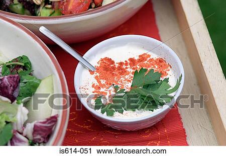 Fresh salad and yoghurt dip. View Large Photo Image Stock Image - Fresh salad and yoghurt dip.. Fotosearch