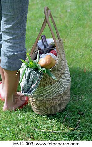 Picnic basket on the grass. View Large Photo Image Stock Image - Picnic basket on the grass.. Fotosearch