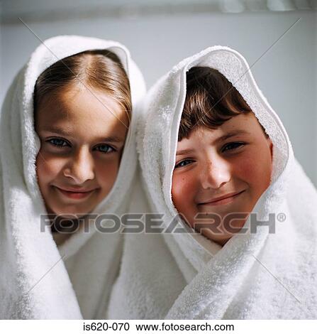 Children wearing towels on head View Large Photo Image Stock Image - Children wearing towels on head. Fotosearch