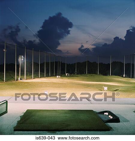 Stock Image - Empty driving range. Fotosearch