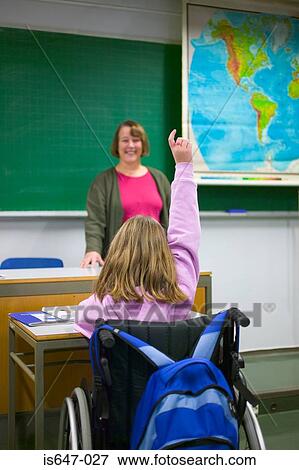 Disabled girl in classroom View Large Photo Image Stock Photo - Disabled girl in classroom. Fotosearch